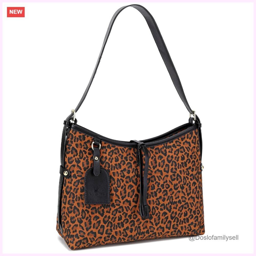 Large Vegan Suede Shoulder Bag Crossbody Hobo Tote Retro Chic Versatile